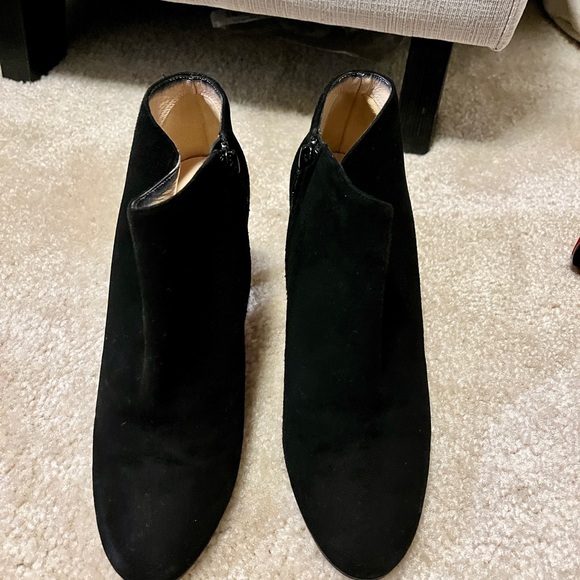 Christian Louboutin Women's Black Suede Ankle Boots - Elegant Zip-Back  Design
